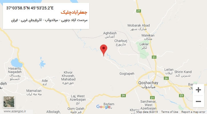 روستای جعفرآبادچلیک بر روی نقشه