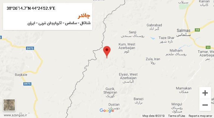 روستای جاندر بر روی نقشه