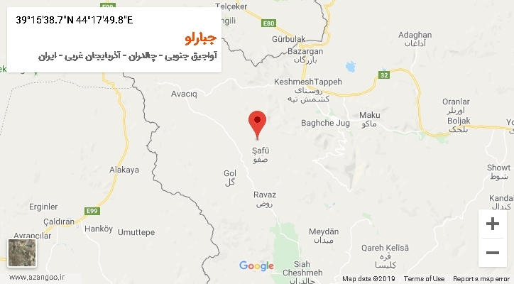 روستای جبارلو بر روی نقشه