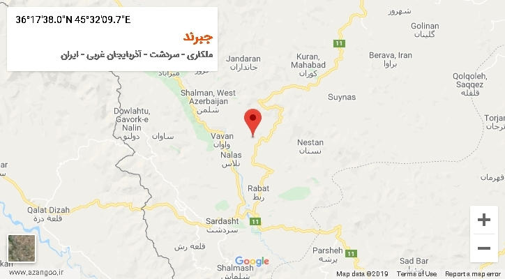 روستای جبرند بر روی نقشه