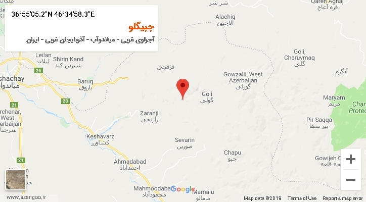 روستای جبیگلو بر روی نقشه