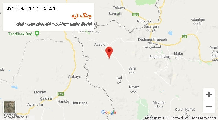 روستای جنگ تپه بر روی نقشه