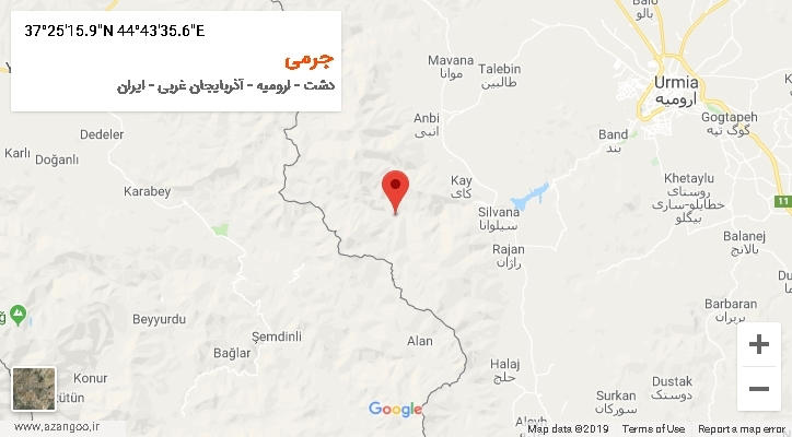 روستای جرمی بر روی نقشه