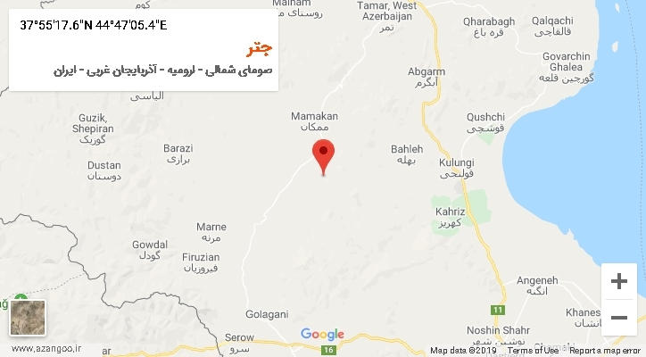 روستای جتر بر روی نقشه