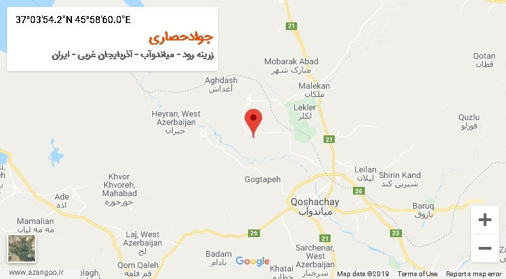 روستای جوادحصاری بر روی نقشه