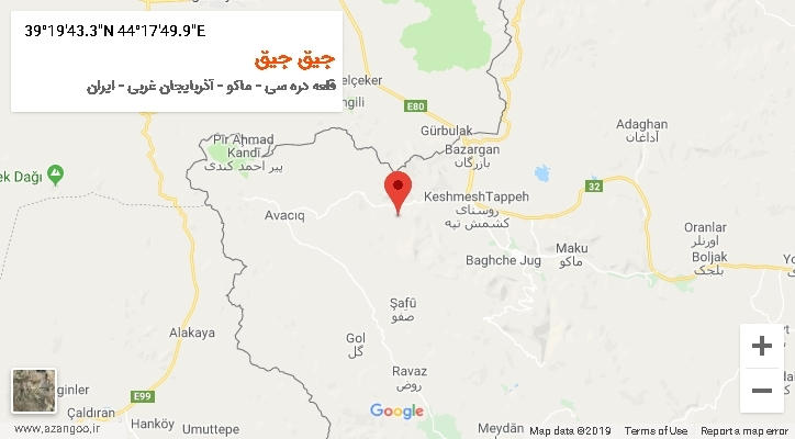 روستای جیق جیق بر روی نقشه