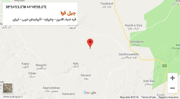 روستای جیل قوا بر روی نقشه