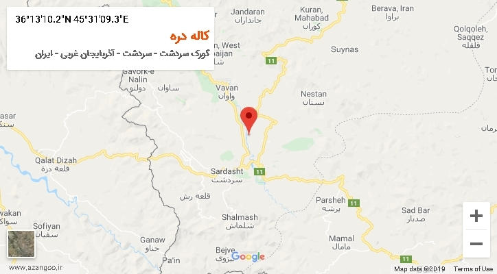 روستای کاله دره بر روی نقشه