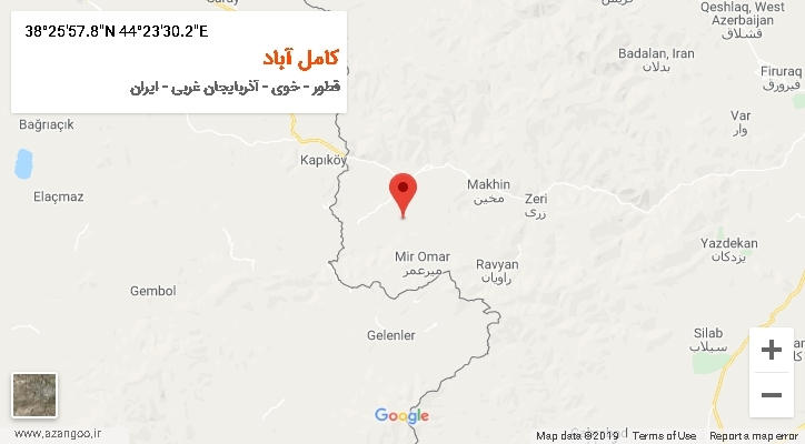 روستای کامل آباد بر روی نقشه