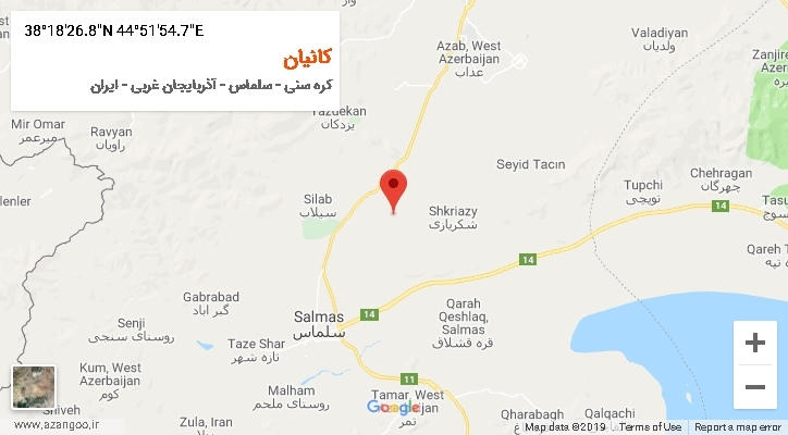 روستای کانیان بر روی نقشه