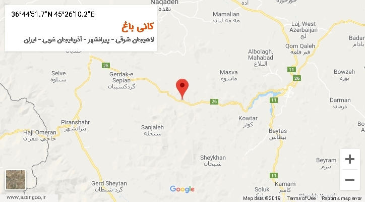 روستای کانی باغ بر روی نقشه