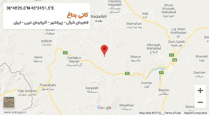 روستای کانی بداغ بر روی نقشه