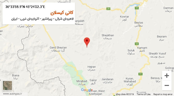 روستای کانی کیسلان بر روی نقشه