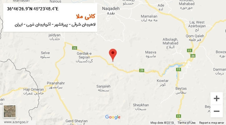 روستای کانی ملا بر روی نقشه