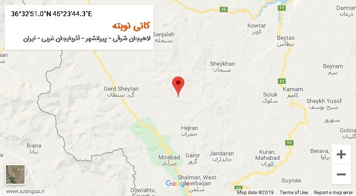 روستای کانی نوبته بر روی نقشه