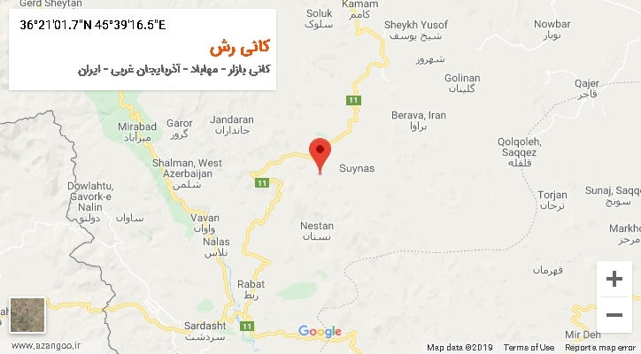 روستای کانی رش بر روی نقشه