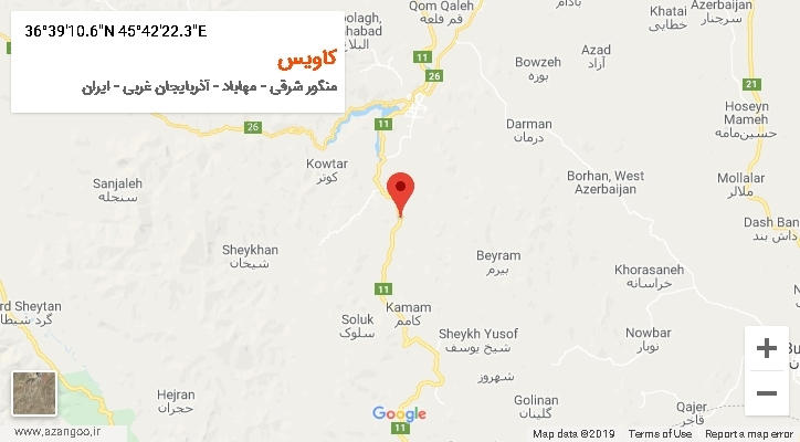 روستای کاویس بر روی نقشه