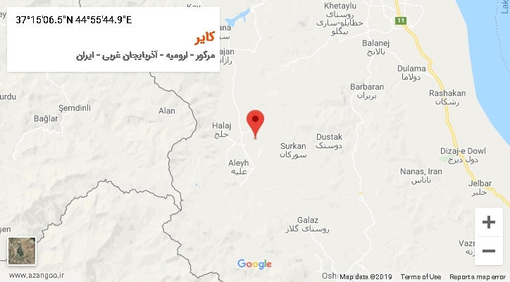 روستای کایر بر روی نقشه