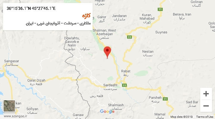 روستای کاژه بر روی نقشه