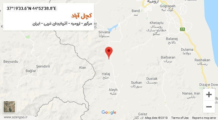 روستای کچل آباد بر روی نقشه