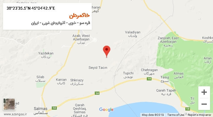 روستای خاکمردان بر روی نقشه