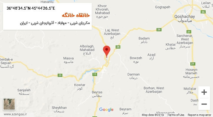 روستای خانقاه خانگه بر روی نقشه