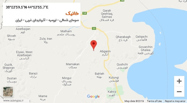 روستای خانیک بر روی نقشه