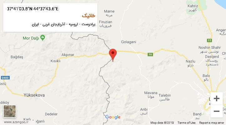 روستای خانیک بر روی نقشه