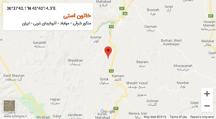 روستای خاتون استی بر روی نقشه
