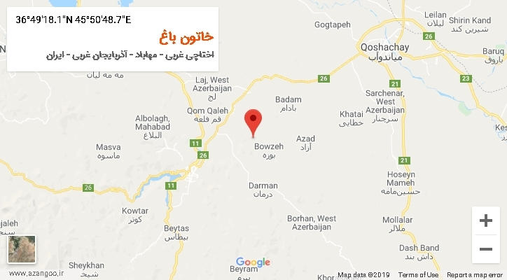 روستای خاتون باغ بر روی نقشه