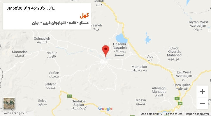 روستای کهل بر روی نقشه
