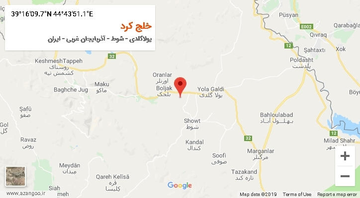 روستای خلج کرد بر روی نقشه