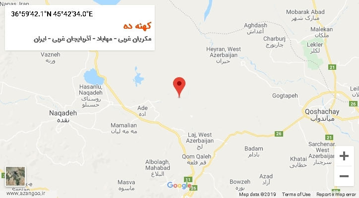 روستای کهنه ده بر روی نقشه