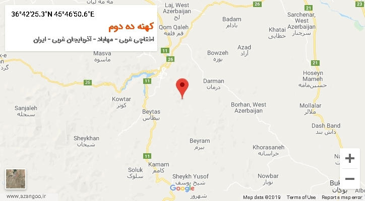 روستای کهنه ده دوم بر روی نقشه
