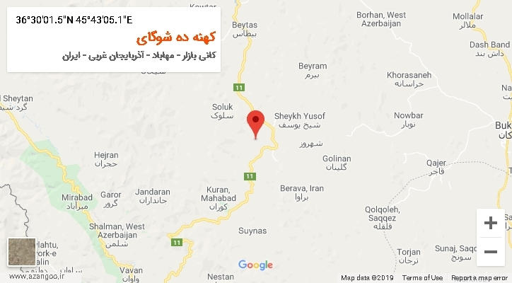روستای کهنه ده شوگای بر روی نقشه