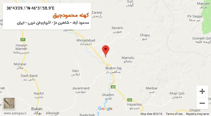 روستای کهنه محمودجیق بر روی نقشه