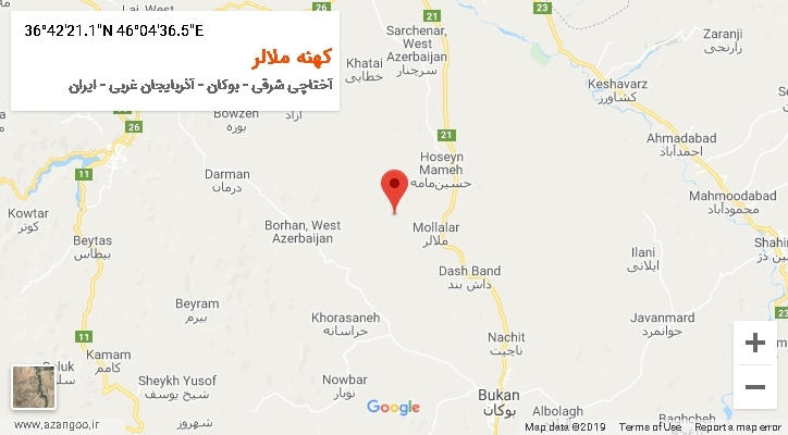 روستای کهنه ملالر بر روی نقشه