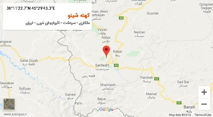 روستای کهنه شینو بر روی نقشه