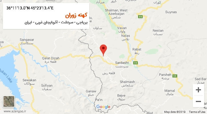 روستای کهنه زوران بر روی نقشه
