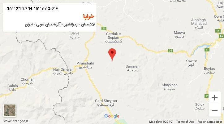 روستای خراپا بر روی نقشه