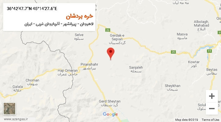 روستای خره بردشان بر روی نقشه