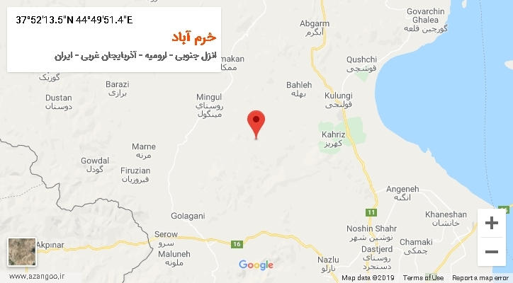 روستای خرم آباد بر روی نقشه
