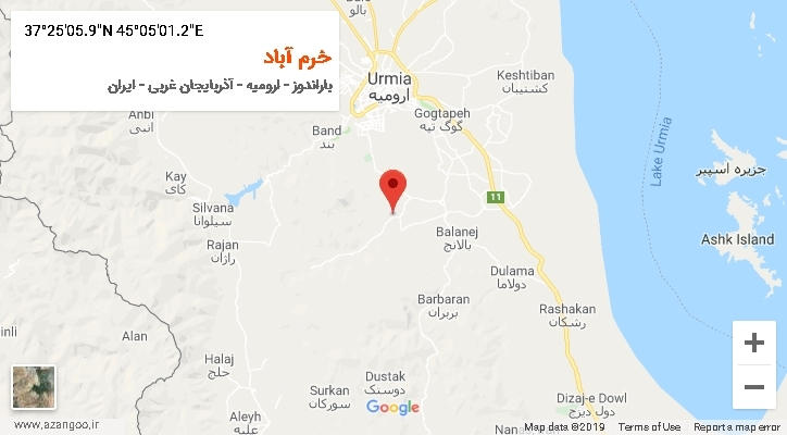 روستای خرم آباد بر روی نقشه
