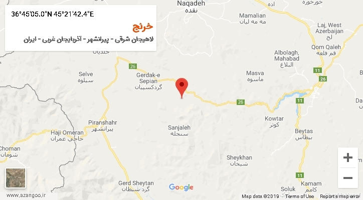 روستای خرنج بر روی نقشه