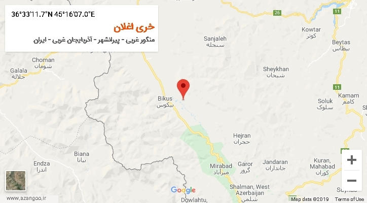 روستای خری اغلان بر روی نقشه