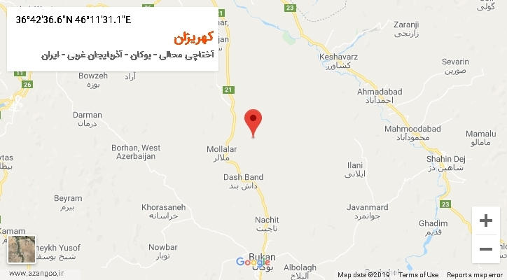 روستای کهریزان بر روی نقشه