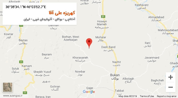 روستای کهریزه علی آقا بر روی نقشه