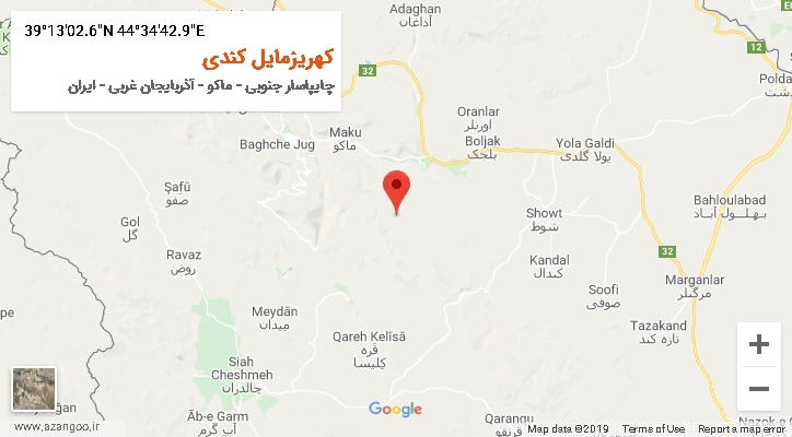 روستای کهریزمایل کندی بر روی نقشه