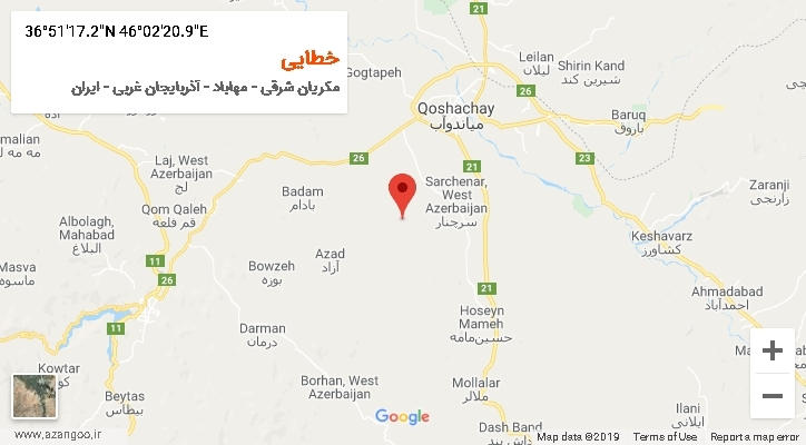 روستای خطایی بر روی نقشه