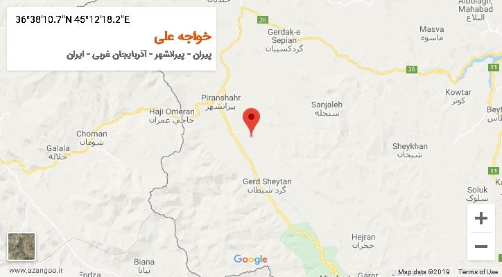روستای خواجه علی بر روی نقشه